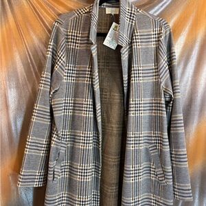 Plaid Gray Women's Coat melloday. Houndstooth stretchy jacket‎ 501
